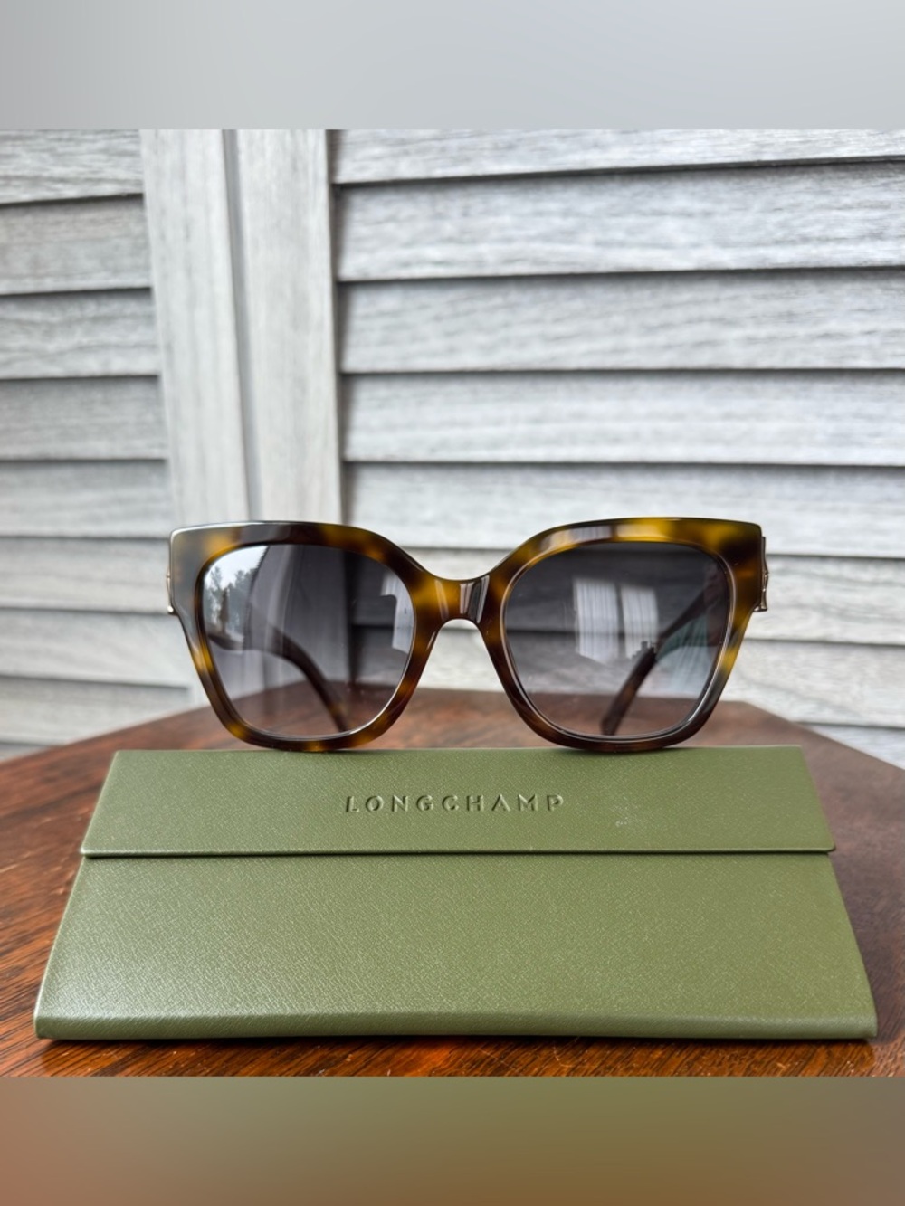 NEW Longchamp Tortoiseshell Cat-Eye Sunglasses - Green Gradient lenses - Picture 6 of 9